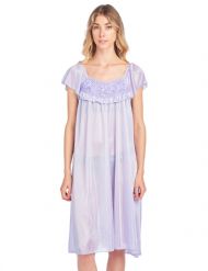 Casual Nights Women's Cap Sleeve Flower Silky Tricot Nightgown - Purple