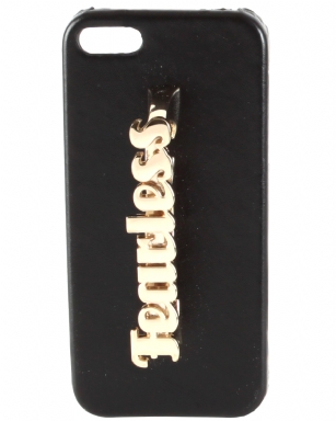 Steve Madden BFEARLES iPhone 5 Case - Black - The Steve Madden BFearless iPhone 5 Case is a must have fashion accessory to enhance your wireless lifestyle. It features Faux leather /Plastic Case, Gold-toned scripted FIERCE pendant on top of 3 Knuckle rings in back of case, so that you always have it at your fingertips. The casing is designed to perfectly fit your device, is durable, and protects your handheld from scratches and bumps while providing access to all parts and functions. It easily slips on and off.