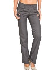 Style NY Women's Button Tab Skinny Fashion Pants - Grey