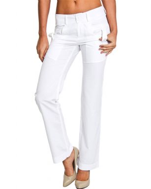 Style NY Women's Button Tab Skinny Fashion Pants - White - Style NY gives your closet a refreshing update of the essentials and unexpected silhouettes alike, This Womens Button Tab Skinny Fashion Pants adds utilitarian-chic look to your casual dress.Thepant Features; cuffed hem, Zip fly with button closure, 2 front and 2 back pockets. Up your outdoor ensemble with a performance pant that also has style!