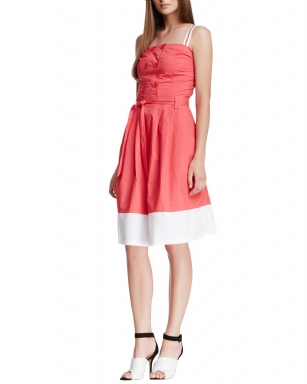 Style NY Women's Double Breasted Button Heidi Dress - Pink - Style NY gives your closet a refreshing update of the essentials and unexpected silhouettes alike! The Dress Features; Square neck, Embellished Rhinestone detail on fixed straps, Front double breasted button closure, self tie sash at waist, contrast color hem, Approx. length is 44" inches.This unique piece is just the thing to refresh your wardrobe.