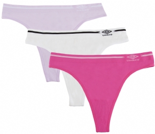 Umbro Women's Seamless Thong Panties 3 Pack - Fuchsia/Lavender Assorted - This 3 Pack seamless Thongs From Umbro  is made from lightweight 92% Nylon/8% Elastane fabric that's super soft and comfortable and provides anti-odor and Breathability that moves moisture away from the body and QUICK DRY moisture control technology ensures fast drying, Four-Way Stretch conforms to the body for excellent support, plus the Seamless-style underwear to ensure Comfort While minimizing visible panty lines. This economical 3-pack is a smart investment for any woman's active attire collection.