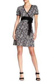 Vertigo Paris Women's Printed Short Sleeve Faux-Wrap Dress - Maze