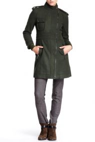 Vertigo Paris Asymmetrical Zip Coat - Eucaliptus