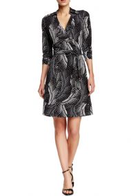 Vertigo Paris Women's Printed Long Sleeve Wrap Dress - Window Pane