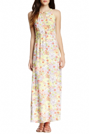 Vertigo Paris Women's Floral Print Halter Maxi Dress - Anne Floral -  There's nothing quite as versatile as this Vertigo Paris Floral Print Halter Maxi Dress. Made out of comfortable poly spandex fabric. Featuring allover printed pattern, elasticized waist, sleeveless, surplice halter neckline with metal clasp closure. Approx. 58" in from shoulder to hem.Lightweight and soft to the touch, This unique piece is just the thing to refresh your wardrobe. Vertigo Paris Designed in Los Angeles - Vertigo's product line includes every lady's wardrobe staples including dresses, tops, trousers, skirts and handbags, the brand that presents the feminine yet modern and clean-out collection without breaking the bank!