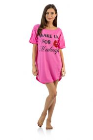 Casual Nights Women's "Wake Up For Makeup" Dorm Sleep Shirt - Pink