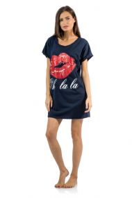 Casual Nights Women's "Oh La La" Dorm Sleep Shirt - Navy