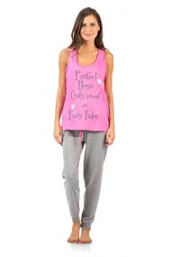 Casual Nights Women's Tank Top and Long Pant Pajama Set - Pink/Grey