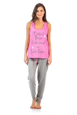 Casual Nights Women's Tank Top and Long Pant Pajama Set - Pink/Grey - Dream Big with These Women's Tank Top and Pant  Pj's from Casual Nights is made of a breathable soft cotton poly fabric which feels great to touch and even greater to wear. Sleep tee features; fun glitter and text front detail, scoop neck, sleeveless, and racerback straps. Pajama bottom with elastic waistband for easy pull on, contrast color trim and drawstring bow-tie, 2 pockets, cuffs, approx. 27" inches inseam length. This 2 piece set offers  A comfortable fit perfect for sleeping or lounging around.