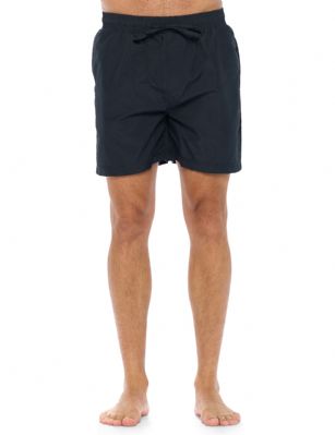 Ashford & Brooks Men's Swim Trunk Quick Dry Beach Shorts with Pockets - Black -  Get ready to make a splash with our stylish Ashford & Brooks swim shorts! Whether you're hitting the beach or lounging by the pool, these shorts are the perfect choice for any aquatic adventure. Made from ultra-soft 100% Nylon fabric designed with a roomy relaxed fit, our swim shorts are designed to be both comfortable and durable, so you can enjoy your time in the water without worrying about wear and tear.Our swim shorts come in a variety of colors and designs, so you can find the perfect pair to match your personal style. Featuring Elasticized waist and drawstring bow tie closure for easy pull on and added comfort, and 2 side seam pockets, approx. 5" inseam length and 13" rise length. From bold prints to classic solids, we have something for everyone. Plus, our shorts are designed with practical features like pockets and adjustable waistbands, so you can keep your essentials close at hand and get a custom fit.So, what are you waiting for? Dive into summer with our swim shorts and make a splash wherever you go! 