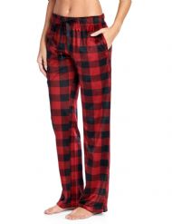 Ashford & Brooks Women's Plush Mink Fleece Pajama Sleep Pants - Red Buffalo Check