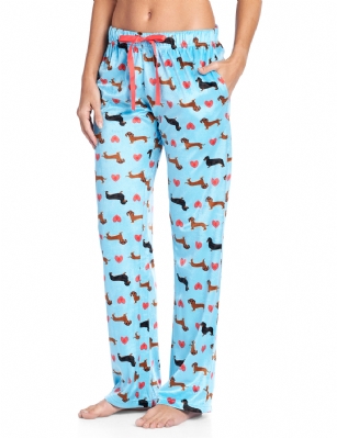 Ashford & Brooks Women's Plush Mink Fleece Pajama Sleep Pants - Turquoise Dog Love - These Womens Classic Micro Minky Fleece Pajama Bottoms Sleepwear Pants from Ashford & Brooks is made from a lightweight soft premium 100% Polyester fabric. Exceptionally lightweight Designed to keep you Cozy and warm during the cold winter days. Wear it as a layering piece, at home, lazy around the house or to sleep in comfort! The Pj bottom Pant features; Comfortable covered inner elastic waistband for a more custom fit with self-tie drawstring, two side seam pockets, approx. 30" Inseam length. A Loose and roomy relaxed fit to ensure maximum comfort and plenty of room to ease while lounging and sleeping, Fun cute prints and patterns. The perfect Nightwear Pjs Christmas holiday or birthday gift set for any special woman in your life and special friend you love. Check out our matching mens collection