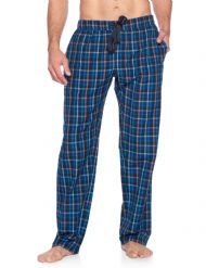 Ashford & Brooks Mens Woven Sleep Pants - Black/Blue/Plaid