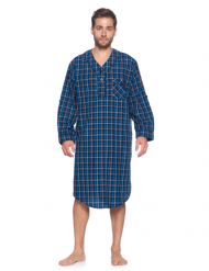 Ashford & Brooks Mens Woven Long Sleep Shirt Nightshirt - Black/Blue/Plaid
