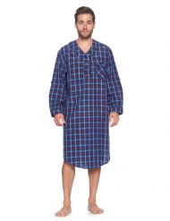Ashford & Brooks Mens Woven Long Sleep Shirt Nightshirt - Blue/Burgundy
