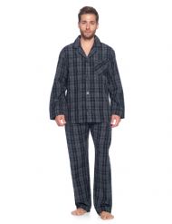 Ashford & Brooks Mens Woven Pajamas Long Pj Set  - Black/Grey/White