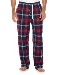 Ashford & Brooks Mens Super Soft Flannel Plaid Pajama Sleep Pants - Red Navy Plaid