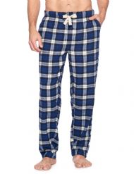 Ashford & Brooks Mens Super Soft Flannel Plaid Pajama Sleep Pants - Black Navy Plaid