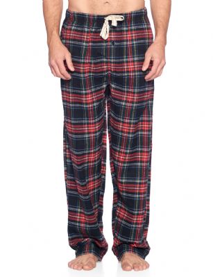 Mens Pajama Pants With Pockets, Mens Soft Flannel Plaid Pajama Sleep Pants