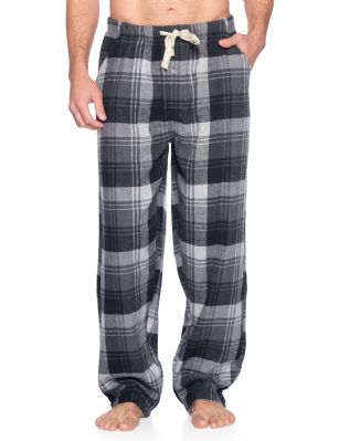 Ashford & Brooks Mens Super Soft Flannel Plaid Pajama Sleep Pants - Grey Plaid - This Ashford & Brooks Premium mens Luxurious Cozy Flannel plaid pajama sleep pants is made from durable ultra-soft 55% Cotton /45% Polyester fabric. Designed with a roomy relaxed fit. The Fabric blend is designed to give you that soft and warm touch, at the same time prevent excessive shrinkage unlike the 100% Cotton Flannel fabric. It'll keep you warm and comfortable during the cold winter days yet stylish at the same time. The mens Flannel Pajama sleep lounge bottoms features; Elasticized waist and drawstring bow tie closure for easy pull on and added comfort, concealed open fly and 2 side seam pockets, approx. 31" inseam. This comfort sleepwear PJ sleep bottom jammies available in regular and plus sizes, small up to 4X Large, is perfect for sleeping or lounging around the House. Soft to touch feels great against skin, you will not want to get them off! Makes a great Holiday gift or for any occasion. 