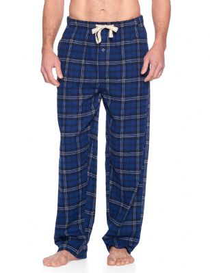 Mens Pajama Pants With Pockets, Mens Soft Flannel Plaid Pajama Sleep Pants