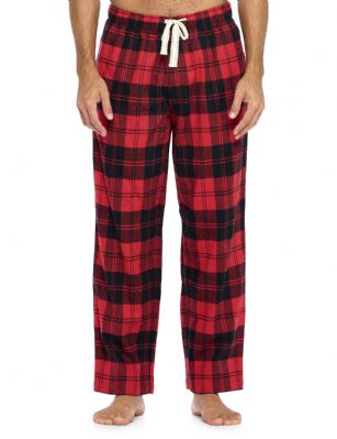 Ashford & Brooks Mens Super Soft Flannel Plaid Pajama Sleep Pants - Red Black Tartan - This Ashford & Brooks Premium mens Luxurious Cozy Flannel plaid pajama sleep pants is made from durable ultra-soft 55% Cotton /45% Polyester fabric. Designed with a roomy relaxed fit. The Fabric blend is designed to give you that soft and warm touch, at the same time prevent excessive shrinkage unlike the 100% Cotton Flannel fabric. It'll keep you warm and comfortable during the cold winter days yet stylish at the same time. The mens Flannel Pajama sleep lounge bottoms features; Elasticized waist and drawstring bow tie closure for easy pull on and added comfort, concealed open fly and 2 side seam pockets, approx. 31" inseam. This comfort sleepwear PJ sleep bottom jammies available in regular and plus sizes, small up to 4X Large, is perfect for sleeping or lounging around the House. Soft to touch feels great against skin, you will not want to get them off! Makes a great Holiday gift or for any occasion. 