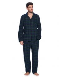 Ashford & Brooks Mens Flannel Plaid Pajamas Long Pj Set - Blackwatch Plaid