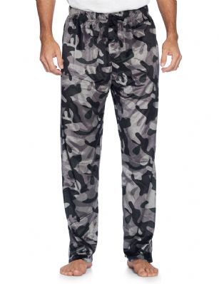 Ashford & Brooks Men's Mink Fleece Sleep Lounge Pajama Pants - Black/Camo - These Men's Classic Micro Mink Fleece Pajama Bottoms Sleepwear Pants from Ashford & Brooks is made from a lightweight soft premium 100% Polyester fabric. Exceptionally lightweight Designed to keep you Cozy and warm during the cold winter days, wear it as a layering piece, at home, lazy around the house or to sleep in comfort! Pj Pant features; Comfortable covered inner elastic waistband for a more custom fit with self-tie drawstring, two side seam pockets, concealed functional button fly, approx. 31" Inseam length. Loose and roomy fit to ensure maximum comfort and plenty of room to ease while lounging and sleeping, Fun cute prints and patterns, Get the perfect Nightwear Pjs Christmas holiday or birthday gift set for your fathers, husband, teen boys, or a friend you love, Check out our matching Women's collection