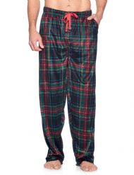 Ashford & Brooks Men's Mink Fleece Sleep Lounge Pajama Pants - Black Stewart Plaid