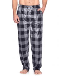 Ashford & Brooks Men's Mink Fleece Sleep Lounge Pajama Pants - Charcoal Buffalo Check