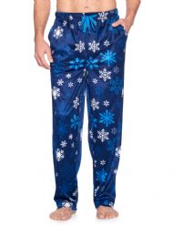 Ashford & Brooks Men's Mink Fleece Sleep Lounge Pajama Pants - Navy Frozen Snowflake