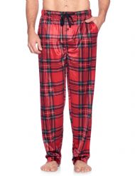Ashford & Brooks Men's Mink Fleece Sleep Lounge Pajama Pants - Red Stewart Plaid