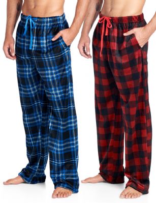 Ashford & Brooks Men's Mink Fleece Sleep Lounge Pajama Pants 2 Pack - Pack 5 - These Men's Classic Micro Mink Fleece Pajama Bottoms Sleepwear Pants 2 piece set from Ashford & Brooks is made from a lightweight soft premium 100% Polyester fabric. Exceptionally lightweight Designed to keep you Cozy and warm during the cold winter days, wear it as a layering piece, at home, lazy around the house or to sleep in comfort! Pj Pant features; Comfortable covered inner elastic waistband for a more custom fit with self-tie drawstring, two side seam pockets, concealed functional button fly, approx. 31" Inseam length. Loose and roomy fit to ensure maximum comfort and plenty of room to ease while lounging and sleeping, Fun cute prints and patterns, Get the perfect Nightwear Pjs Christmas holiday or birthday gift set for your fathers, husband, teen boys, or a friend you love, Check out our matching Women's collection