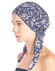 Ashford & Brooks  Women's Pretied Printed Fitted Headscarf Chemo Bandana - Lt Pink Paisley