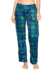 Ashford & Brooks Women's Plush Mink Fleece Pajama Sleep Pants - Blackwatch Plaid