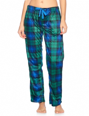 Ashford & Brooks Women's Plush Mink Fleece Pajama Sleep Pants - Blackwatch Plaid - These Womens Classic Micro Minky Fleece Pajama Bottoms Sleepwear Pants from Ashford & Brooks is made from a lightweight soft premium 100% Polyester fabric. Exceptionally lightweight Designed to keep you Cozy and warm during the cold winter days. Wear it as a layering piece, at home, lazy around the house or to sleep in comfort! The Pj bottom Pant features; Comfortable covered inner elastic waistband for a more custom fit with self-tie drawstring, two side seam pockets, approx. 30" Inseam length. A Loose and roomy relaxed fit to ensure maximum comfort and plenty of room to ease while lounging and sleeping, Fun cute prints and patterns. The perfect Nightwear Pjs Christmas holiday or birthday gift set for any special woman in your life and special friend you love. Check out our matching mens collection