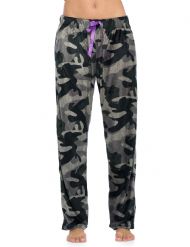 Ashford & Brooks Women's Plush Mink Fleece Pajama Sleep Pants -  Black/Camo