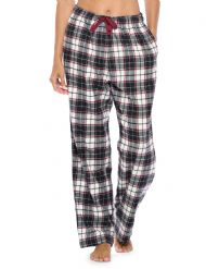 Ashford & Brooks Women's Super Soft Flannel Plaid Pajama Sleep Pants - Grey Stone Burgundy Plaid