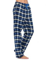 Ashford & Brooks Women's Super Soft Flannel Plaid Pajama Sleep Pants - Black Navy Plaid