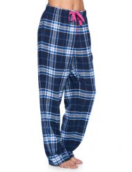 Ashford & Brooks Women's Super Soft Flannel Plaid Pajama Sleep Pants - Navy White Blue Plaid
