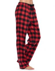 Ashford & Brooks Women's Super Soft Flannel Plaid Pajama Sleep Pants - Red Buffalo check