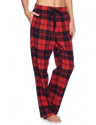 Ashford & Brooks Women's Super Soft Flannel Plaid Pajama Sleep Pants - Red  Black Tartan ABW78129FPRDTR