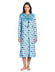 Ashford & Brooks Women's Mink Fleece Long Sleeve Nightgown - Turquoise Dog Love