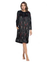 Ashford & Brooks Women's Mink Fleece Long Sleeve Nightgown - Black Wine