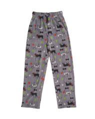 Ashford & Brooks Junior Micro Fleece Sleep Lounge Pajama Pants - Grey Preppy Dog