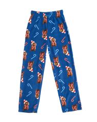 Ashford & Brooks Junior Micro Fleece Sleep Lounge Pajama Pants - Navy Dog & Candy Cane