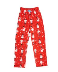 Ashford & Brooks Junior Micro Fleece Sleep Lounge Pajama Pants - Red Happy Snowman