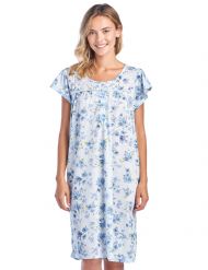 Casual Nights Women's Flowery Short Sleeve Nightgown - Blue