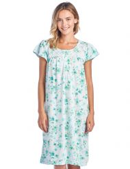 Casual Nights Women's Flowery Short Sleeve Nightgown - Mint